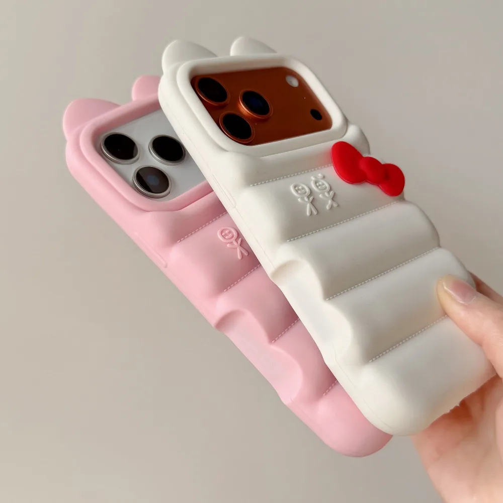 3D Niedliche Katzenohren-Schleife Weiche Silikon-Handyhülle für Apple iPhone 18 Pro Max 17 13 14 15 16 Die Puffer-Stoßfeste Schutzhülle – Detail 4