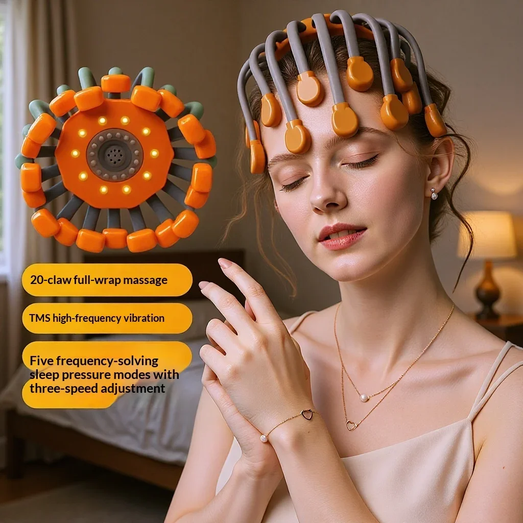 20 Claw Octopus Electric Head Massager, Acupressure Scalp Decompression Massager, Home Sleep Relaxation Head Massage Device
