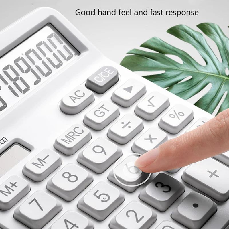 Business Calculator 12 Digit Display Screen Dual Power Supply Calculator Student Office Desktop Calculator