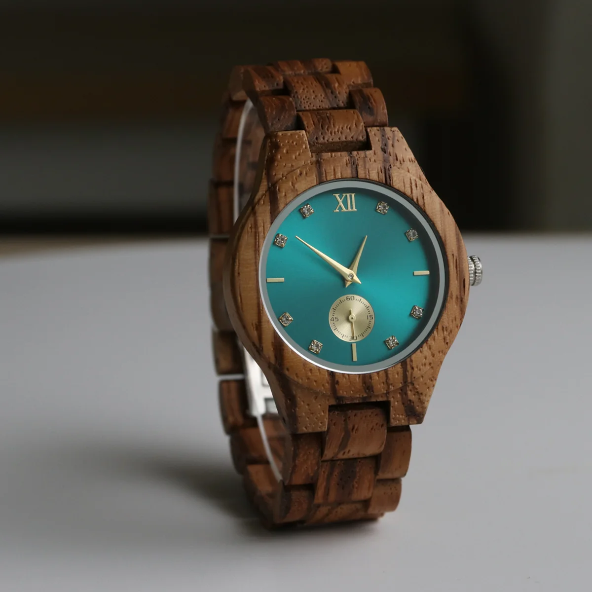 Gold Watch Luxury Casual Fashion Wood Wrist Watches For Women Simulated Diamond Dial Anniversary Personalized Gifts for Ladies