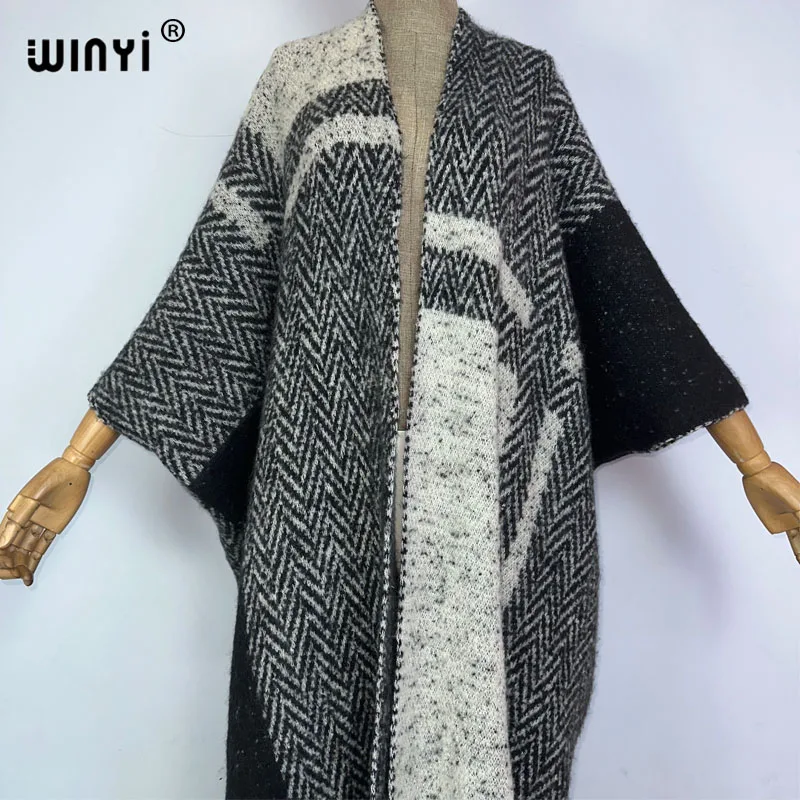 2023 nova winyi inverno feminino vento escuro luxo longo casaco de pele solto grosso quente casacos femininos sobre o topo poncho vestido manto kaftan