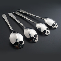 Stainless Steel Skull Shape Spoon Coffee Teaspoon Mixing Dessert Scoop Creative Tableware Western Dinner Sets