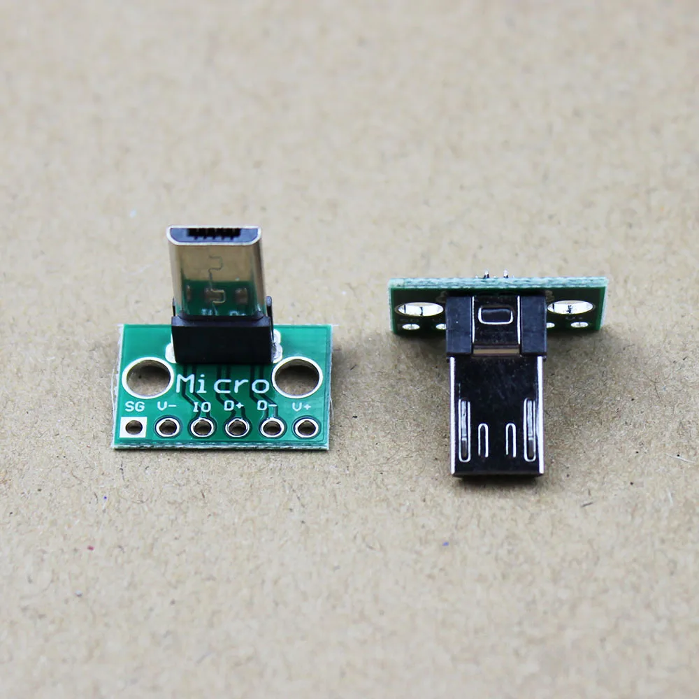 อะแดปเตอร์แปลง PCB 2.0ไมโคร USB USB แนวตั้งแบบ1Pce หัวต่อที่ยาว180องศา WP-110แนวตั้ง