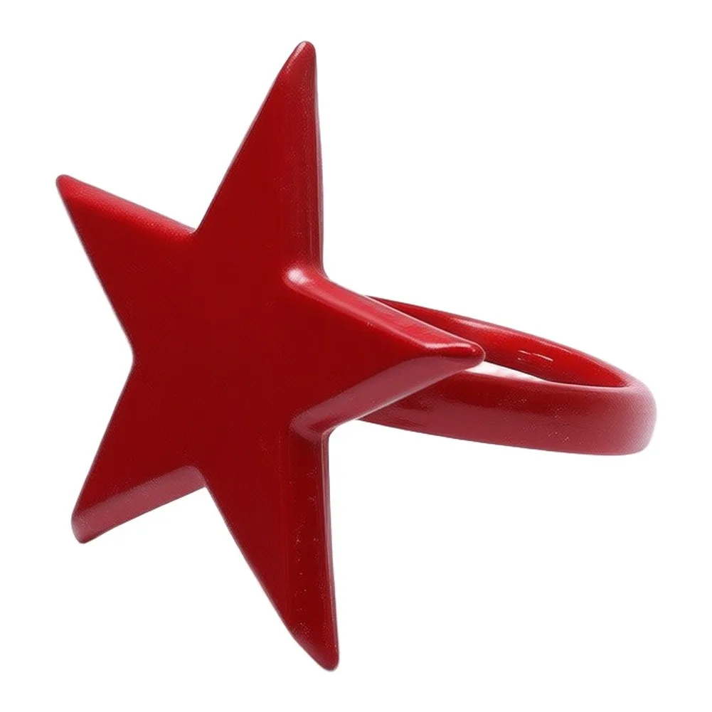 6 Piece Metal Napkin Rings Star Shape Gloss Plated Iron Napkin Holders for Table Setting Silver Navy Red Colors