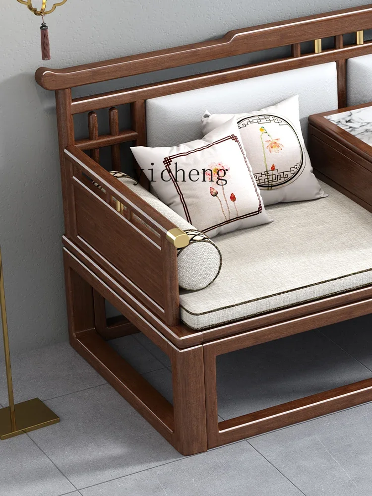 E22 solid wood Arhat bed high backrest high speed zen push-pull retractable dual-purpose sofa bed