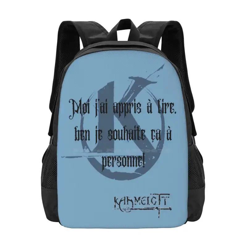 Mochila escolar con frase Kaamelott "La Lecturel!", gran oferta, bolsos de moda, Rey, Arthur, Karadoc, Perceval, película, Humor, divertido, leer