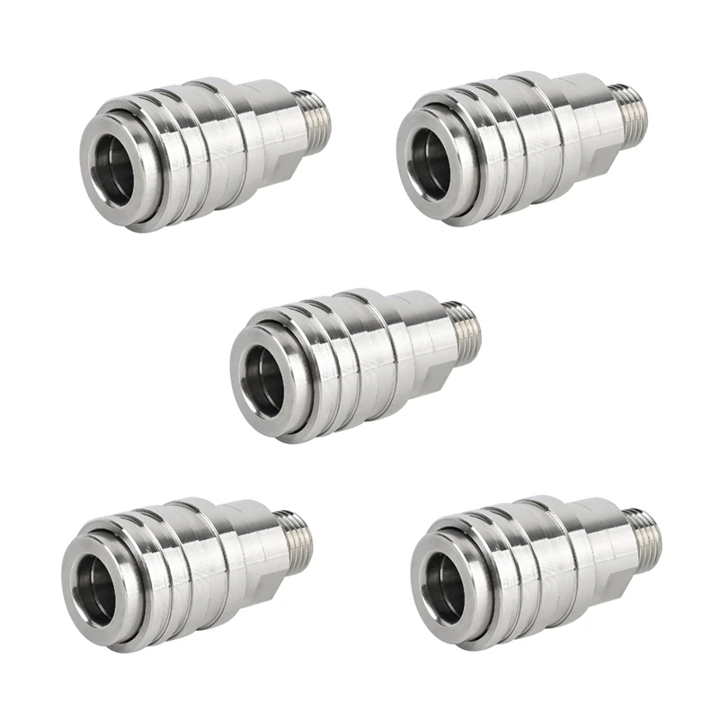 A03F Stainless Steel 1/4'' QD Coupler Pressure Washer Adapter, 5-Pack Automatic Lock Quick Disconnect for High Pressure Spray