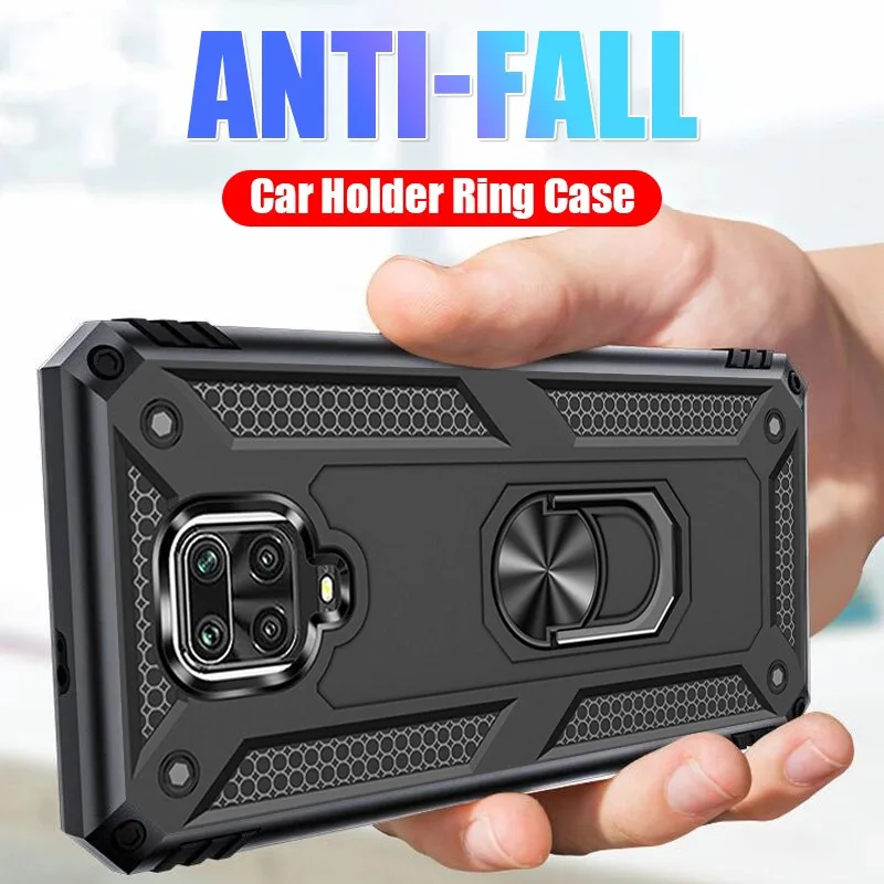 Shockproof Armor Magnetic Metal Case For Xiaomi Redmi Note X3 9 9s 8 8T 7 10 Poco 9c 9A 7A Rugged Military Car Holde Ring Cover