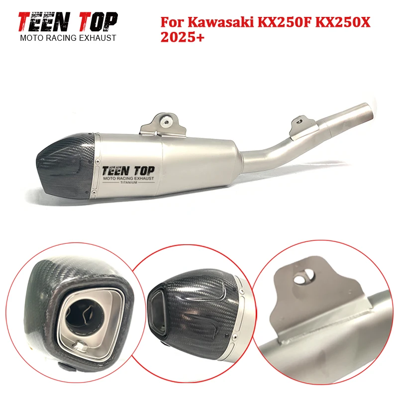 Dirt Bike Slip-on Exhaust For Kawasaki KXF250 KX250 Exhaust Muffler 2025+ KX KXF 250 Exhaust Pipe TitaniumAlloy Sport Silencieux