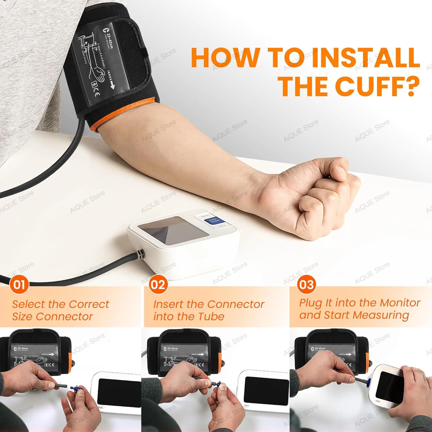 آيكي 360 ° المحيطي المهنية 22-42 سنتيمتر الذراع الكفة المحمولة ل مقياس ضغط الدم الرقمي مراقبة ضغط الدم مقياس التوتر الكفة #4