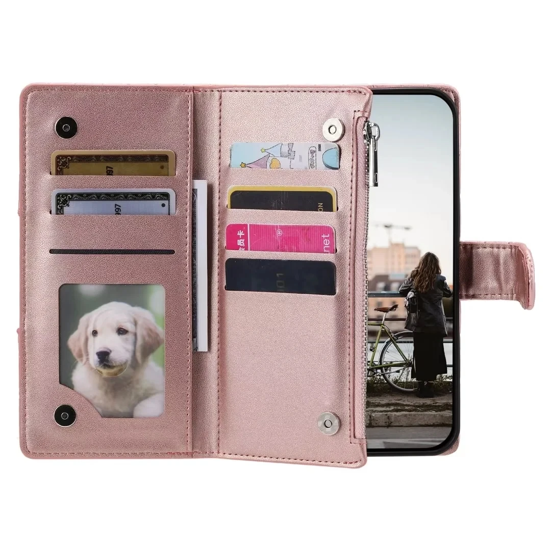 Long Lanyard Zipper Wallet Phone Case for Samsung Galaxy S25 S26 Ultra S24 S23 FE S22 Plus S21 S20 Note 20 Flip Leather Cover