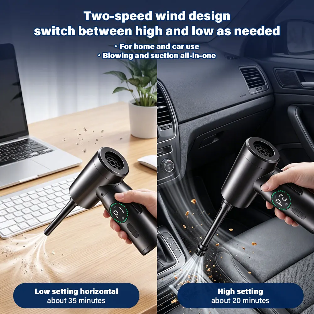 Cordless Compressed Air Blower Electric Rechargeable Air Duster 50000RPM For Computer Keyboard Camera Car Cleaning