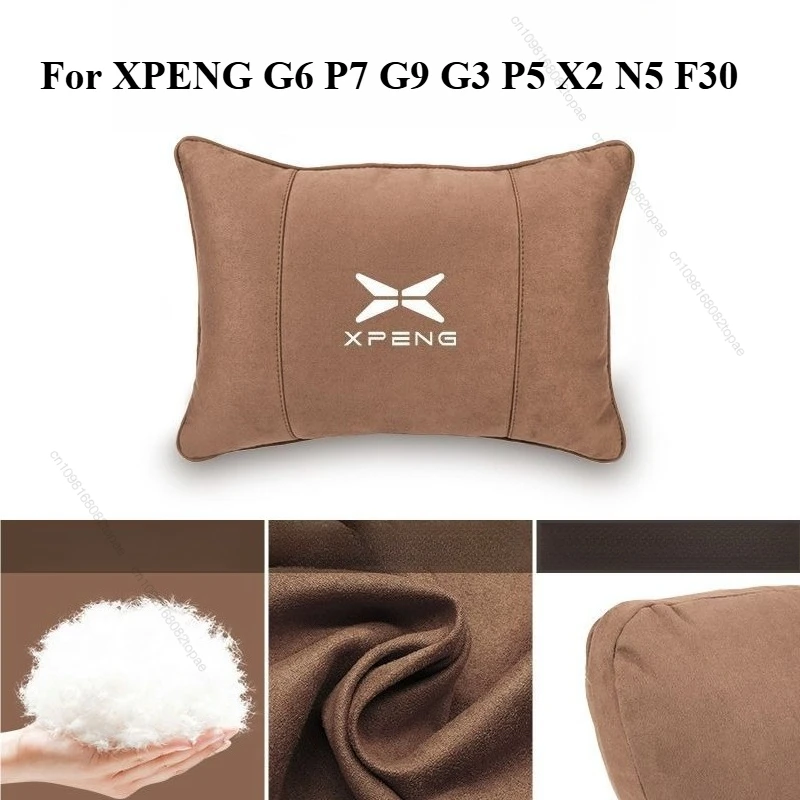 ل XPENG G6 P7 G9 G3 P5 X2 N5 F30 2023-2025 الجلد المدبوغ سيارة الرقبة وسادة مسند الرأس بالمقعد قطني العمود الفقري حماية اكسسوارات السيارات الداخلية
