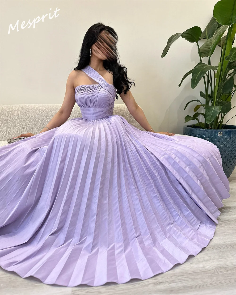 Prom Dress Exquisite One-shoulder A-line Floor Length Evening Gown Draped Shirred Satin Customized 