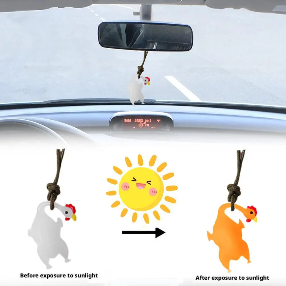 يتأرجح الدجاج سيارة زخرفة سيارة سحر قلادة الأشعة فوق البنفسجية استشعار درجة الحرارة تغيير اللون Diy بها بنفسك زخرفة اكسسوارات السيارات #2