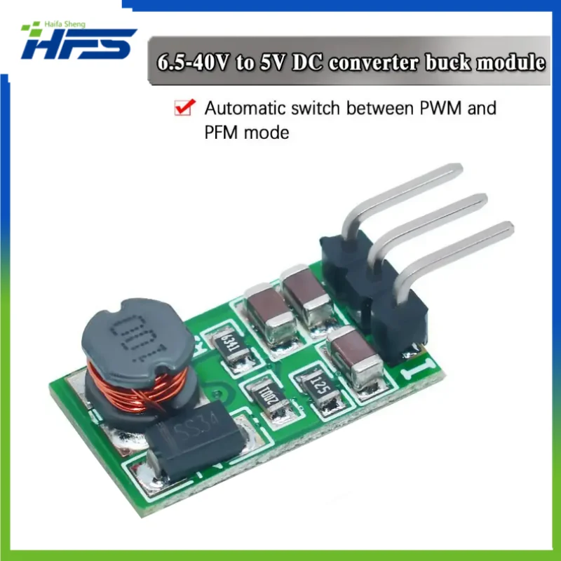 

Step-down Converter Module with Solder Header, 1A, DC 6.5-40V to DC 3V, 3.3V, 3.7V, 5V, 6V, 7.5V, 9V, 12V