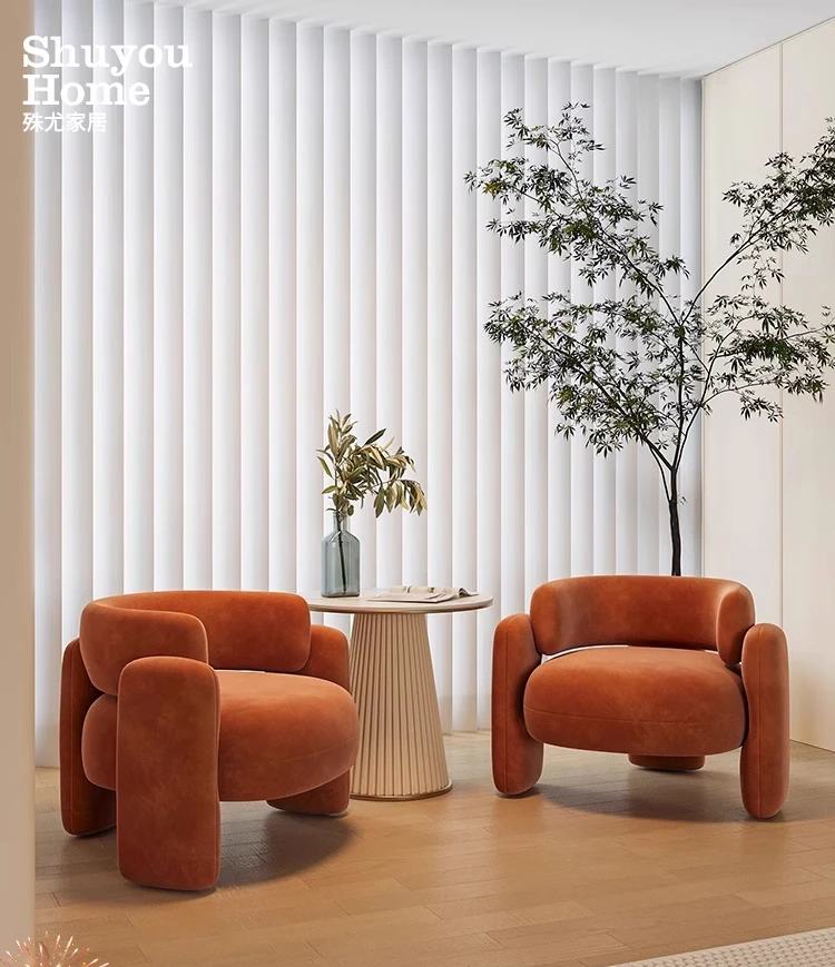 

Cream wind single sofa chair designer light luxury leisure chair single chair resting area negotiation