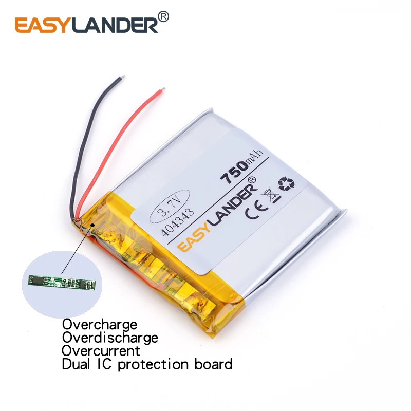 Polymer-Lithium-Batterie 404343   3,7 V 750 mAh für MP3-MP4-GPS