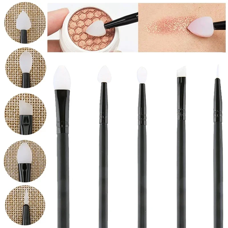 5Pcs Silicone Bevel Brush Eyeliner Brush Eyeshadow Brushes Make Up Lip Eyebrow Eyeliner Applicator Eye Shadow Make Up Brush Tool