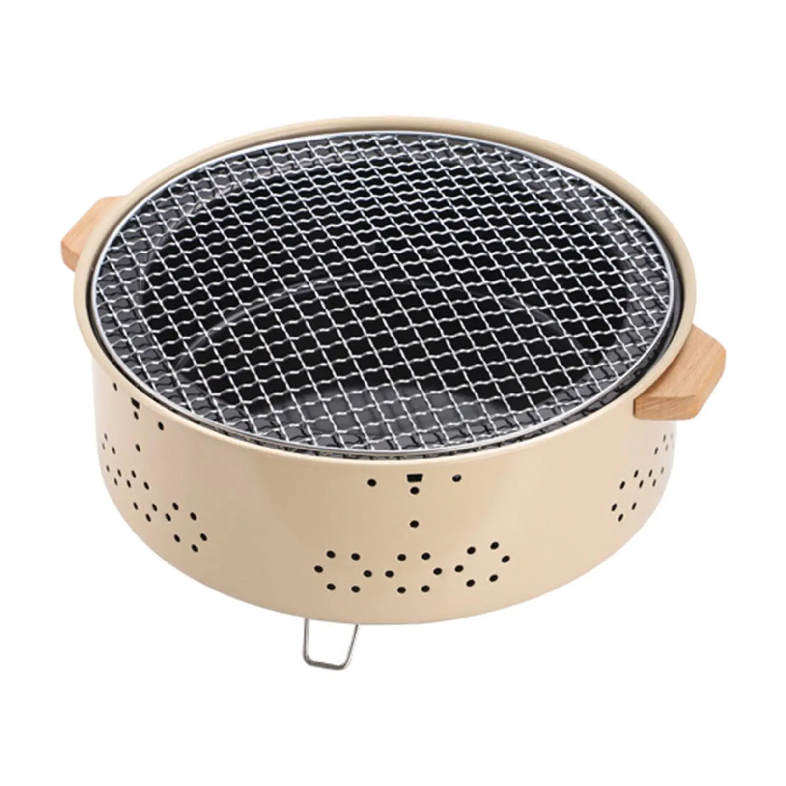 Wood Burning Camp Stove with Grill Grid Round Firepit Tea Fire Stove BBQ Grill for Household Backpacking BBQ Teapot Kettle Patio