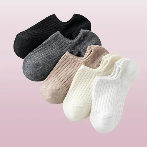 

5/10 Pairs Double Needle Socks Spring And Summer Invisible Short Tube Boat Socks Heel Non-slip Silicone Invisible Women's Socks