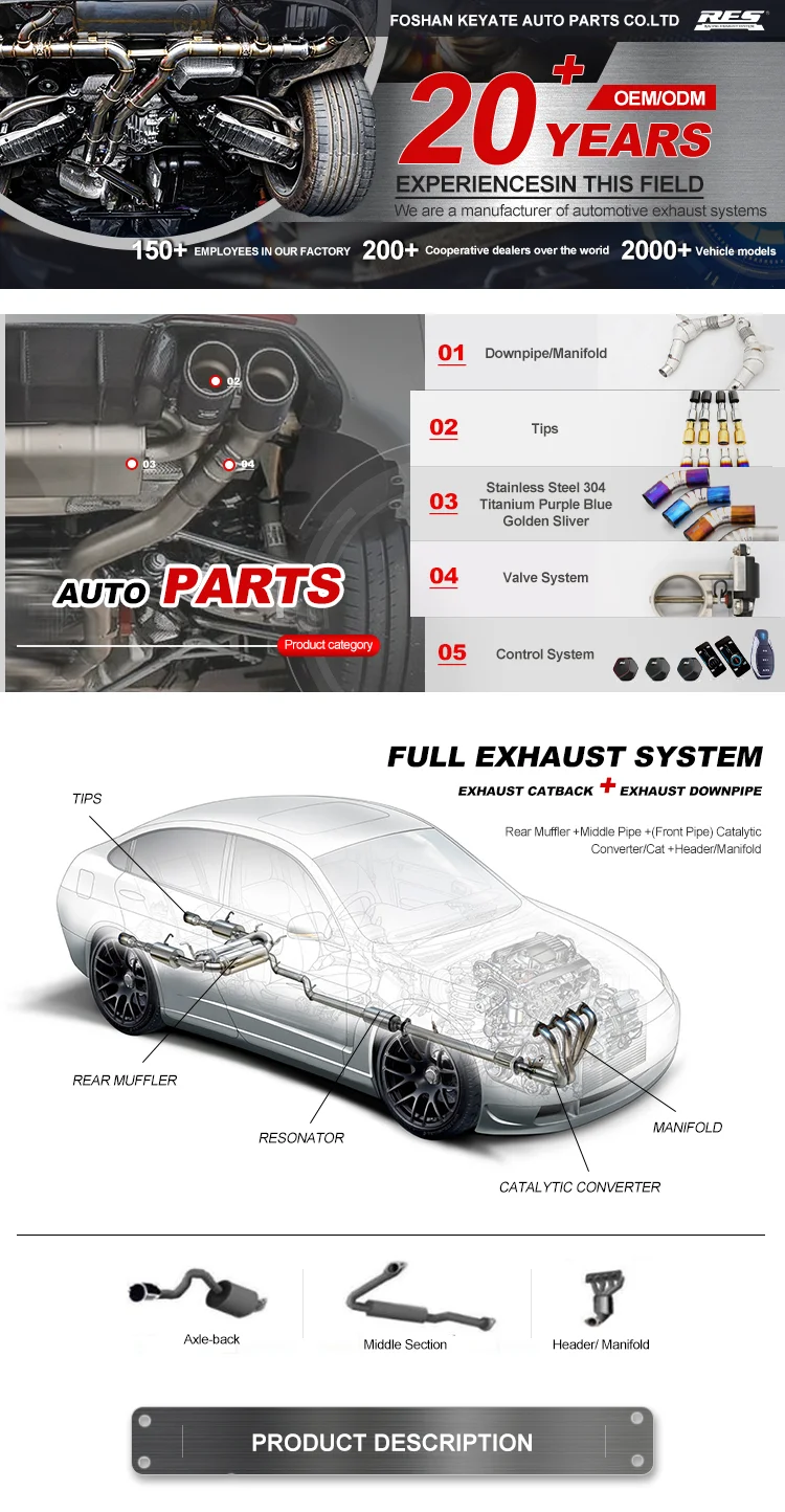 Stainless Steel 304 Auto Part Exhaust Header 89mm Catless Downpipe Exhaust Active Sound for Nissan GTR R35