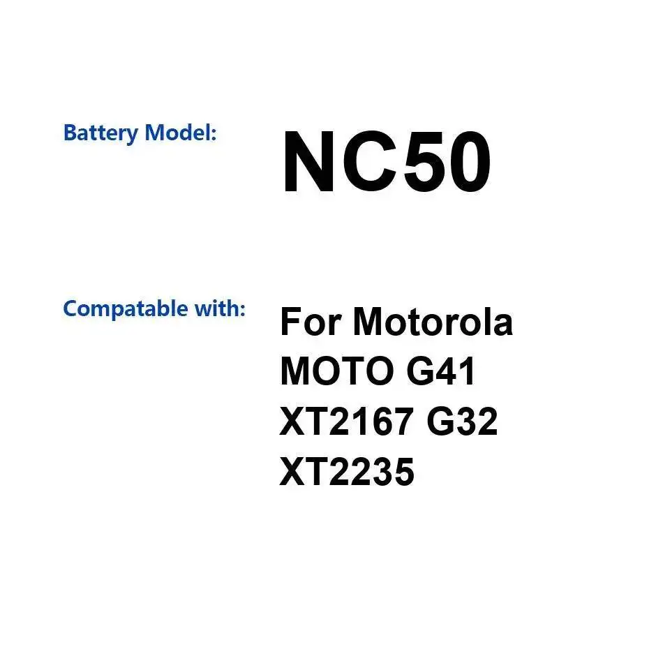 

Долговечная батарея мобильного телефона NC50 5000 мАч для Motorola Moto G41 XT2167 G32 XT2235