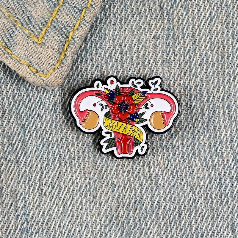 Feminism Enamel Pin Custom Flowers Uterus Womb Brooches for Shirt Lapel Backpack Banner Badge Feminist Jewelry Gift for Friends