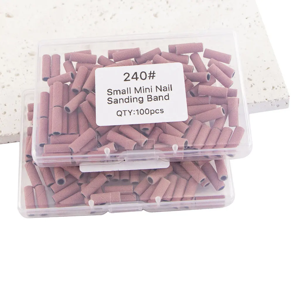 High Quality Pink 100pcs With 2Pcs Mandrel Bit Set 3mm Mini Small Sanding Bands Nail Drill Bits For Manicure Tool Accessories