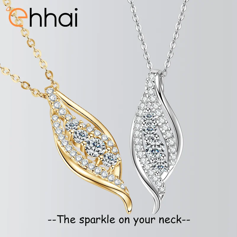 

Ehhai Moissanite Curve Pendant Necklace Chain for Women Real 925 Sterling Silver Wedding Fine Neck Jewelry Gift with Certificate