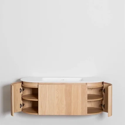 American solid wood retro, modern simplicity, striped bathroom, cabinet Corian artificial stone washbasin
