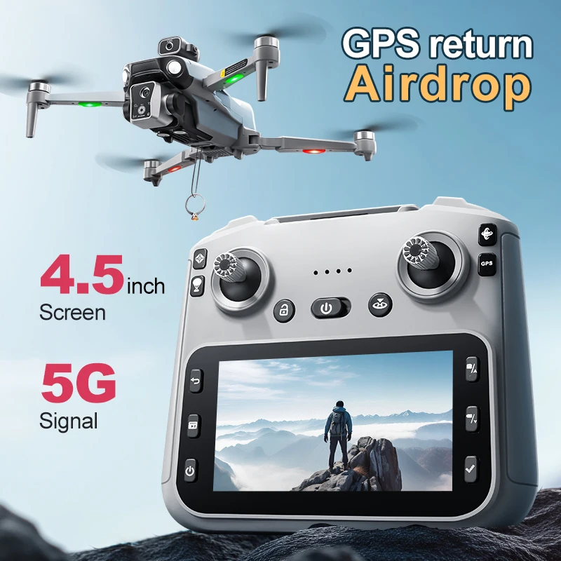 2026 K19 MAX Brushless RC Drone Aerial Photography Quadcopter with Screen GPS Auto-Return Airdrop Function Remote Control