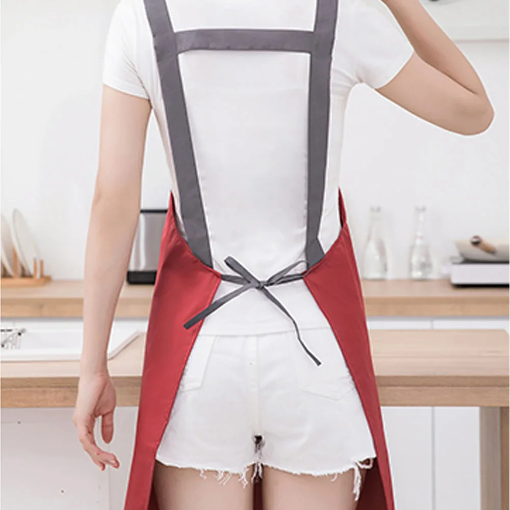 New Waterproof Apron For Women Waitress Hotel Restaurant Chef Waiter Baking Pinafore With Pockets Home Kitchen Uniform