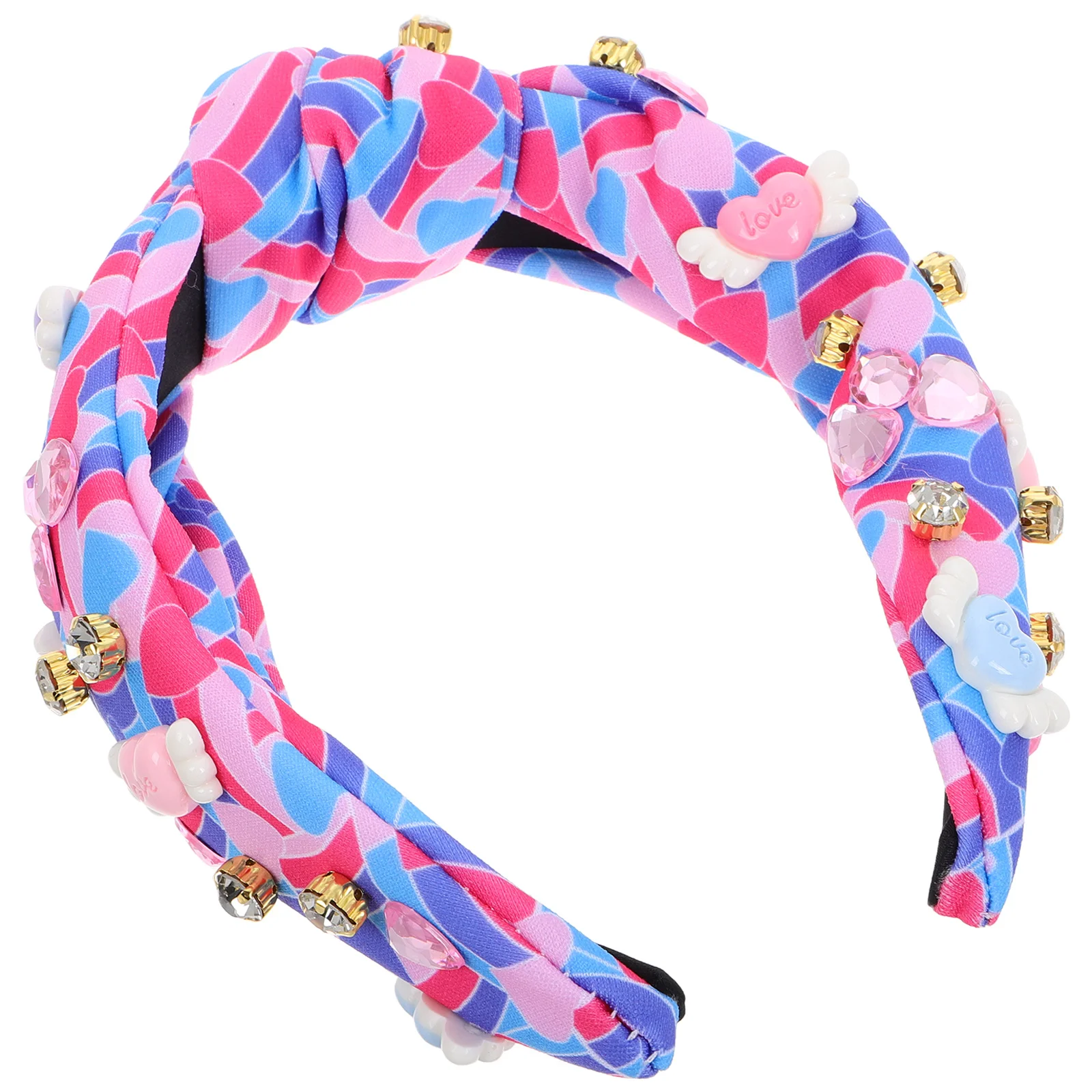

Cute Pink Knotted Rhinestone Headband for Women Valentine's Day Heart Crystal Hair Accessory Elegant Festival Wear Essential