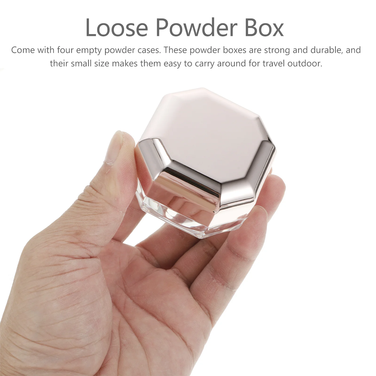 4Pcs Powder Case Set Rose Gold Strong Lightweight Empty Containers for Makeup Art Supplies Travel Home Organization