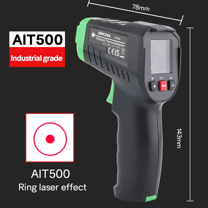 Wipcool-High Precision Infrared Termômetro Gun, Industrial, Água, Óleo, Industrial, AIT500