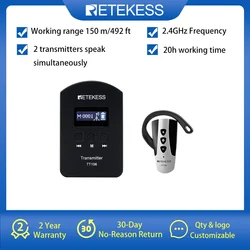 Retekess TT106 2.4G UHF Wireless Tour Guide Transmission System For Excursion Tour Guide Church Translation Horse RidingTraining
