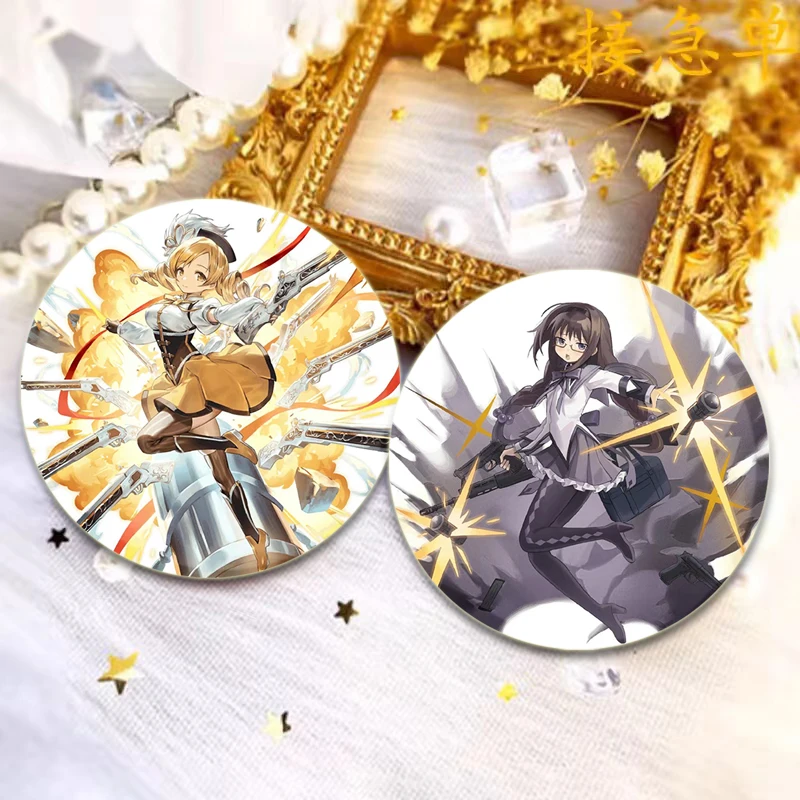 Puella Magi Madoka Magica Brooches HD Print Anime Badge Homura Miki Sayaka Cartoon Round Display Pins Jewelry Accessories Gift