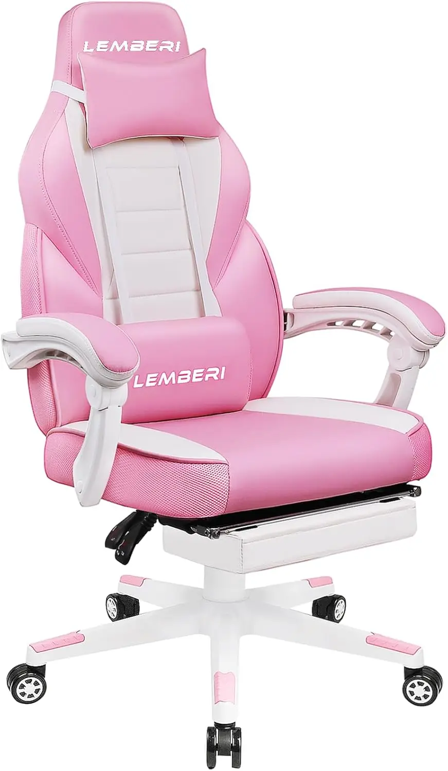 Pink Gaming Chair with footrest, Cute Pink Gamer Chair for Girl,Girls Video Game Chairs,Computer Gaming Chair