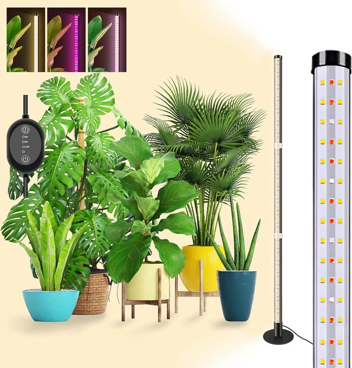 

Indoor Plant Grow Lights with 243 LEDs, Full Spectrum Red Blue, Adjustable Height and Timer for Healthy Growth