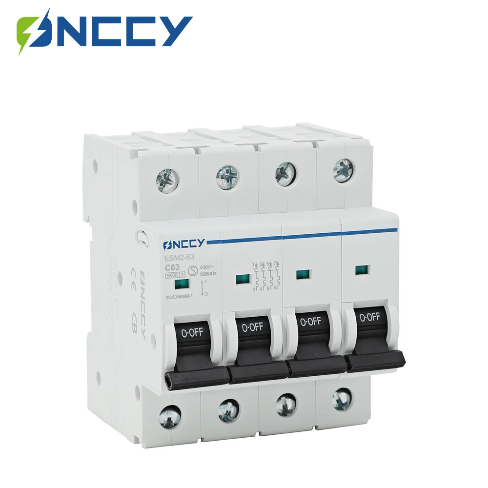 ONCCY AC MCB 4P 415V Mini Circuit Breaker 6A 10A 16A 20A 25A 32A 40A 50A 63A B Curve C Curve 6KA CE CB Approved