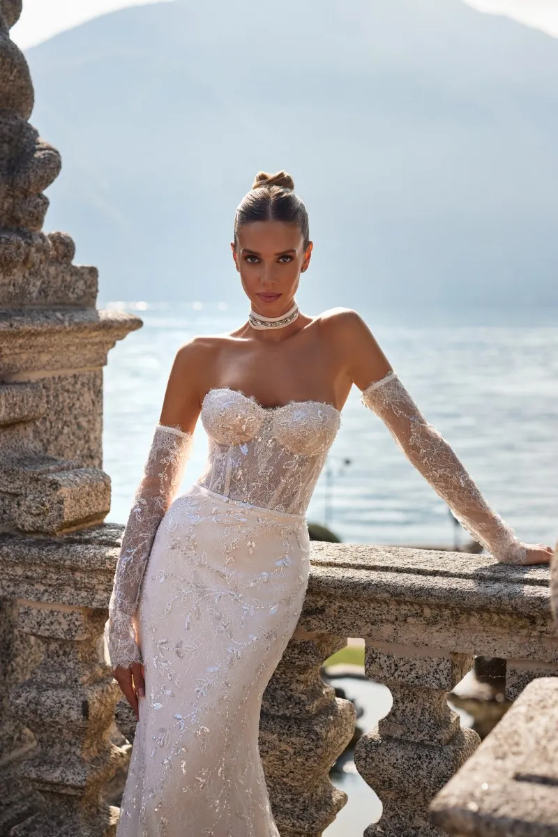 Robe de mariée sirène en satin organza avec poignées amovibles, cape à manches longues, dentelle trompent, robe de soirée de la mariée, nouveau, 3 en 1