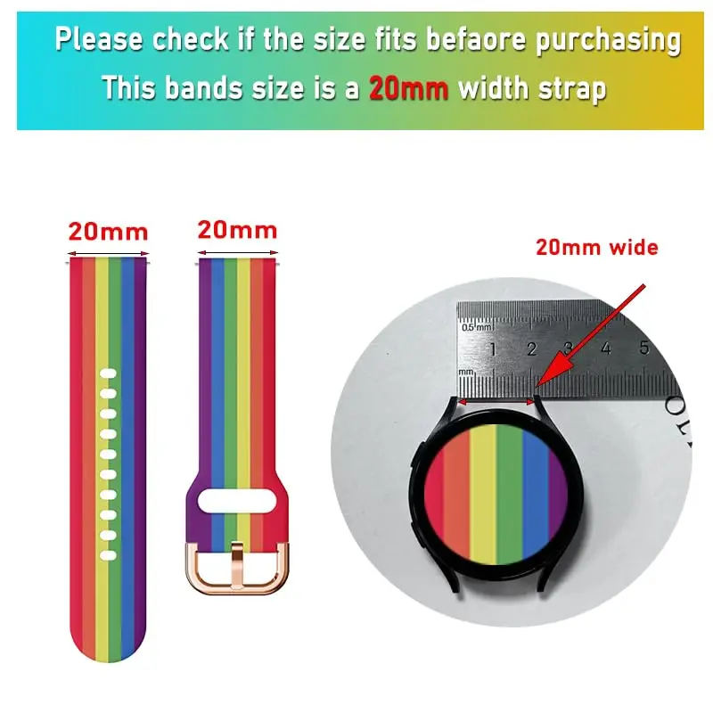 Silicone Floral Strap for samsung galaxy Watch 6 40mm 44mm Replacement 20mm Wristband Bracelet Galaxy Watch 6 Classic 47mm 43mm