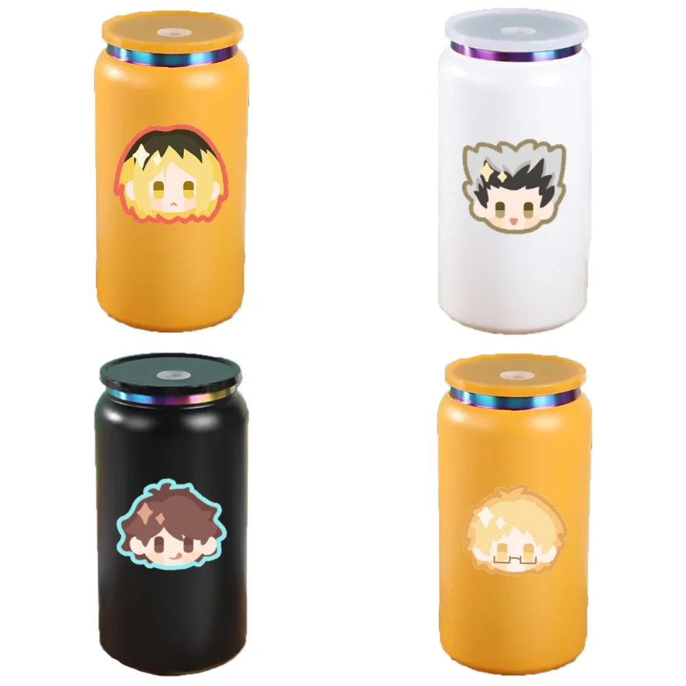 Haikyuu Anime Cartoon Casually Thermos Cup 304 Stainless Steel with Lid Straw Water Cup Cute Portable Easy To Clean Girl Gift