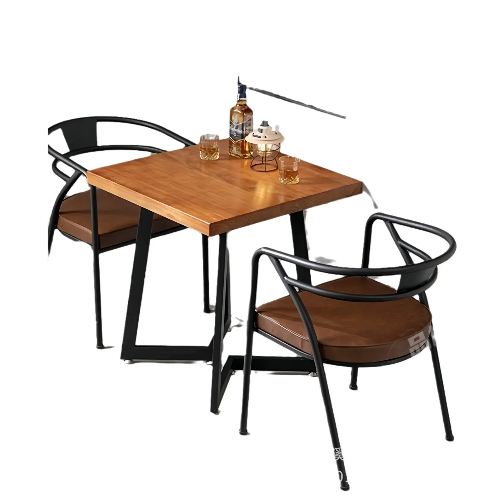 Dining Bar Industrial Style Commercial Bar Coffee Hot Pot Restaurant Leisure Western Restaurant Wrought Iron Solid Wood Dining