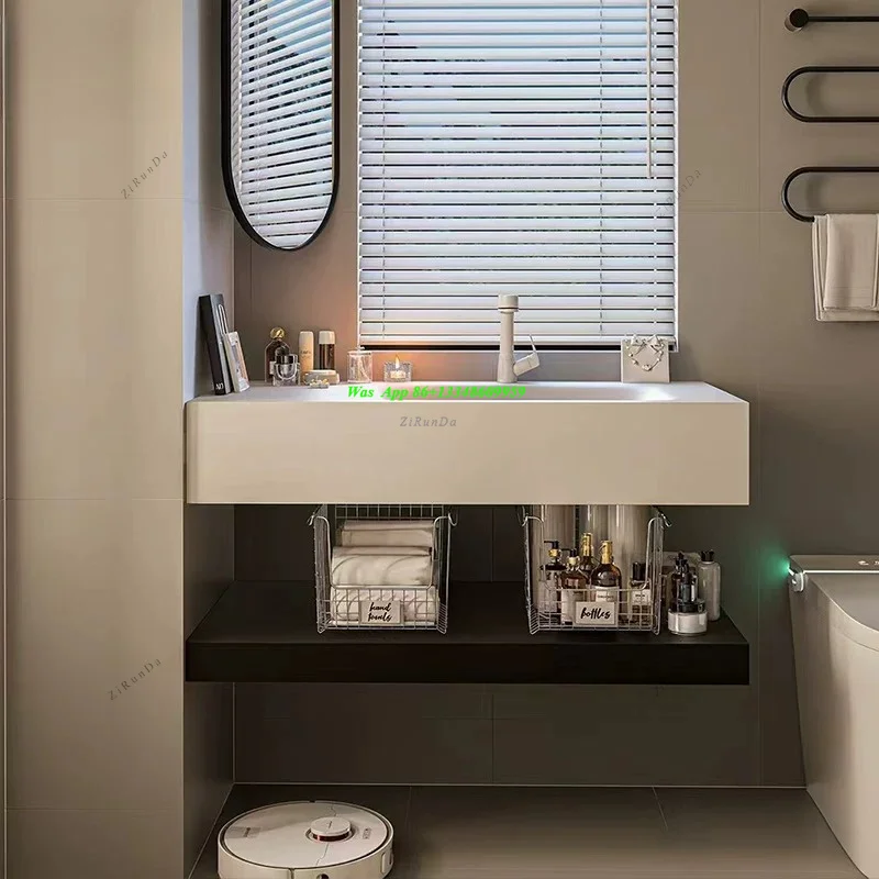 Pure Acrylic Layered Custom Bathroom Cabinet Integrated Basin Combination Very Narrow Small Household Washstand