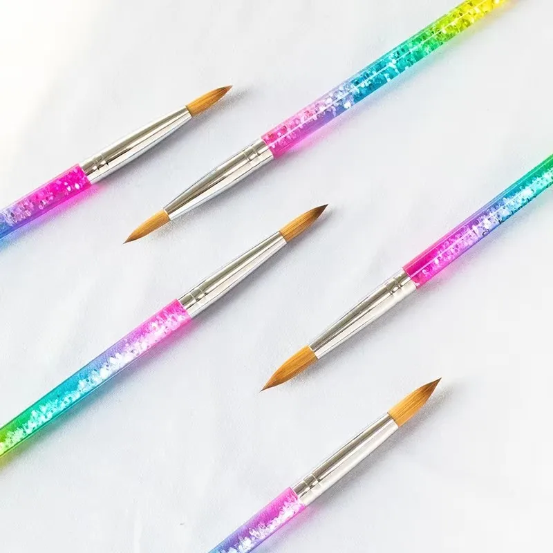 Bunter Acryl-Nagelbürste, glänzender Kolinsky-Stift für UV-Gel-Malerei, Schnitzen und Bauern-Design, Maniküre-Zubehör