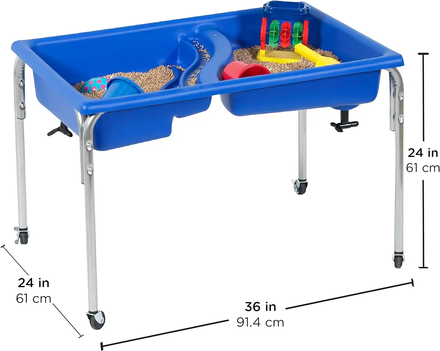 Fábrica Infantil Normal Grande Mesa Sensorial, Sandbox com Tampa, Mesa de Água para Crianças, Azul, 24"