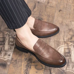 New Men Fashion Gentleman Business Leather Shoes Male All Match Dress Wedding Homecoming Footwear Lightweight Hairstylist Shoes