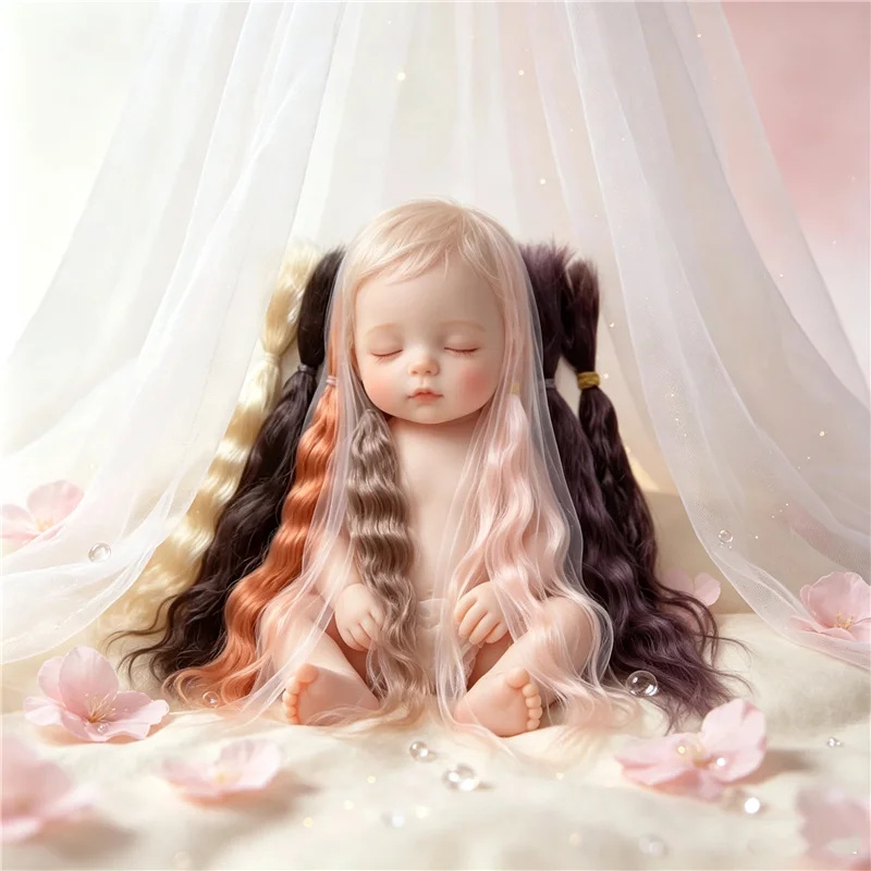 Latest Reborn Dolls Mohair Wig Light Pink Brown Grey Colors DIY BJD Reborn Doll Hair Accessories